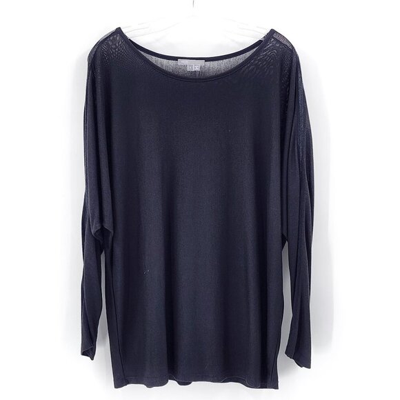 VINCE Lightweight Rayon Dolman Sleeve Top Tunic Black - Picture 3 of 6